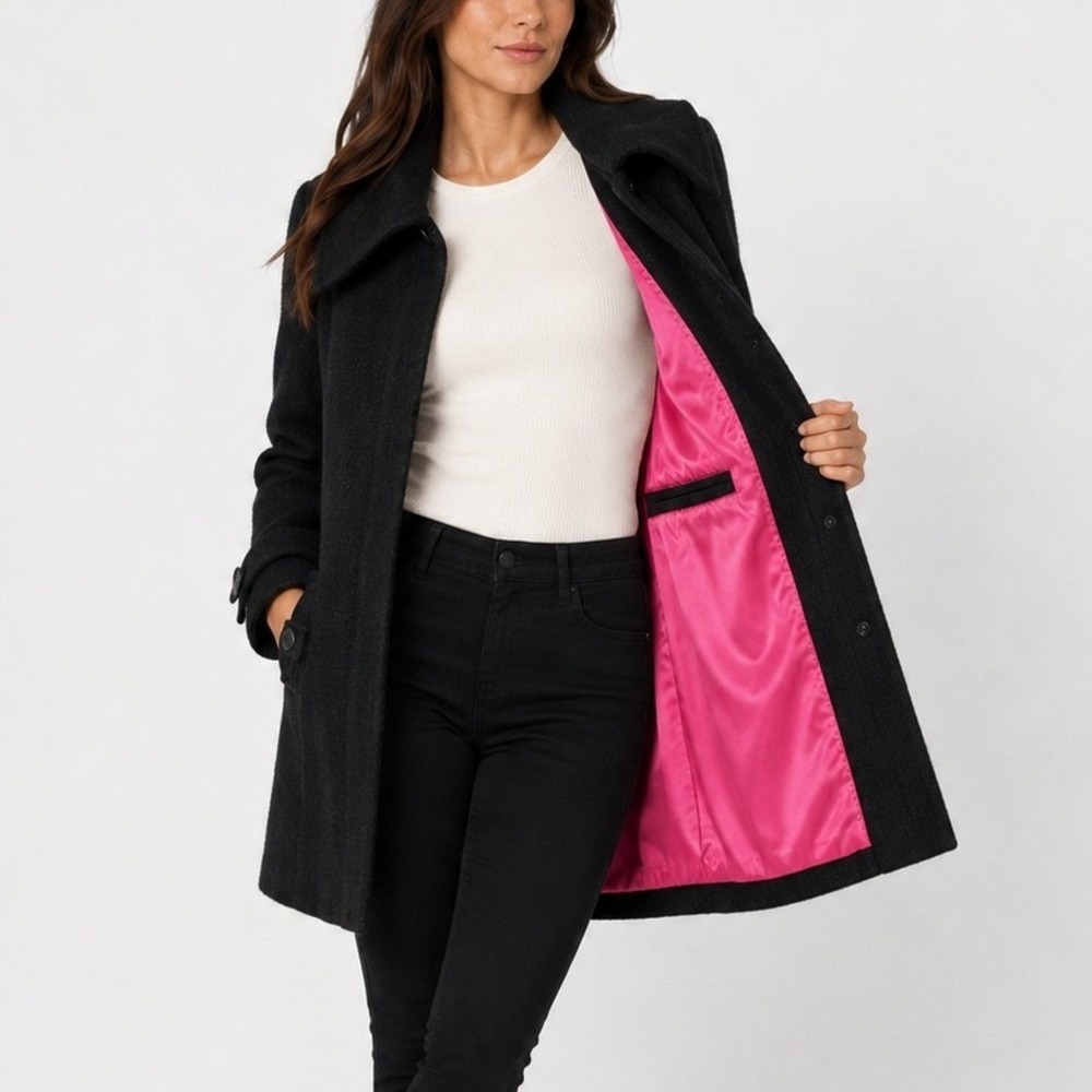 Fox Racing Black Coat Jacket Y2K Pink Satin Lining M